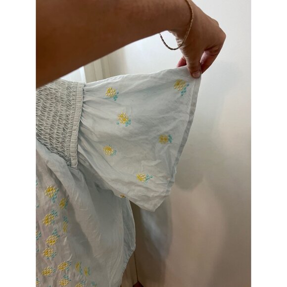 INNIKA CHOO  Embroidered Linen Smock Blouse  in Sea Mist One Size - Picture 4 of 16